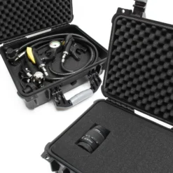 Wiltec Universalkoffer 40,6x33x17,4 cm schwarz, Schutzkoffer Wasserdicht mit Druckausgleichsventil & anpassbaren Schaumstoffmatten