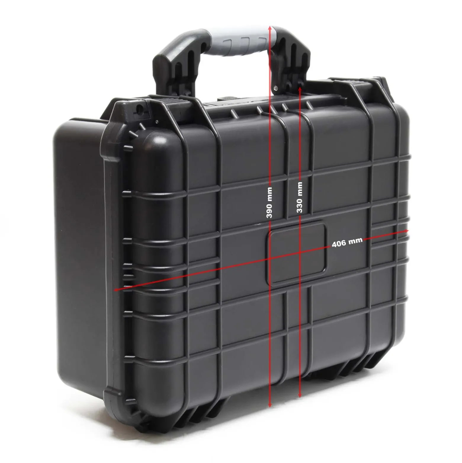 Wiltec Universalkoffer 40,6x33x17,4 cm schwarz, Schutzkoffer Wasserdicht mit Druckausgleichsventil & anpassbaren Schaumstoffmatten