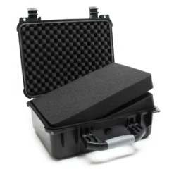 Wiltec Universalkoffer 40,6x33x17,4 cm schwarz, Schutzkoffer Wasserdicht mit Druckausgleichsventil & anpassbaren Schaumstoffmatten