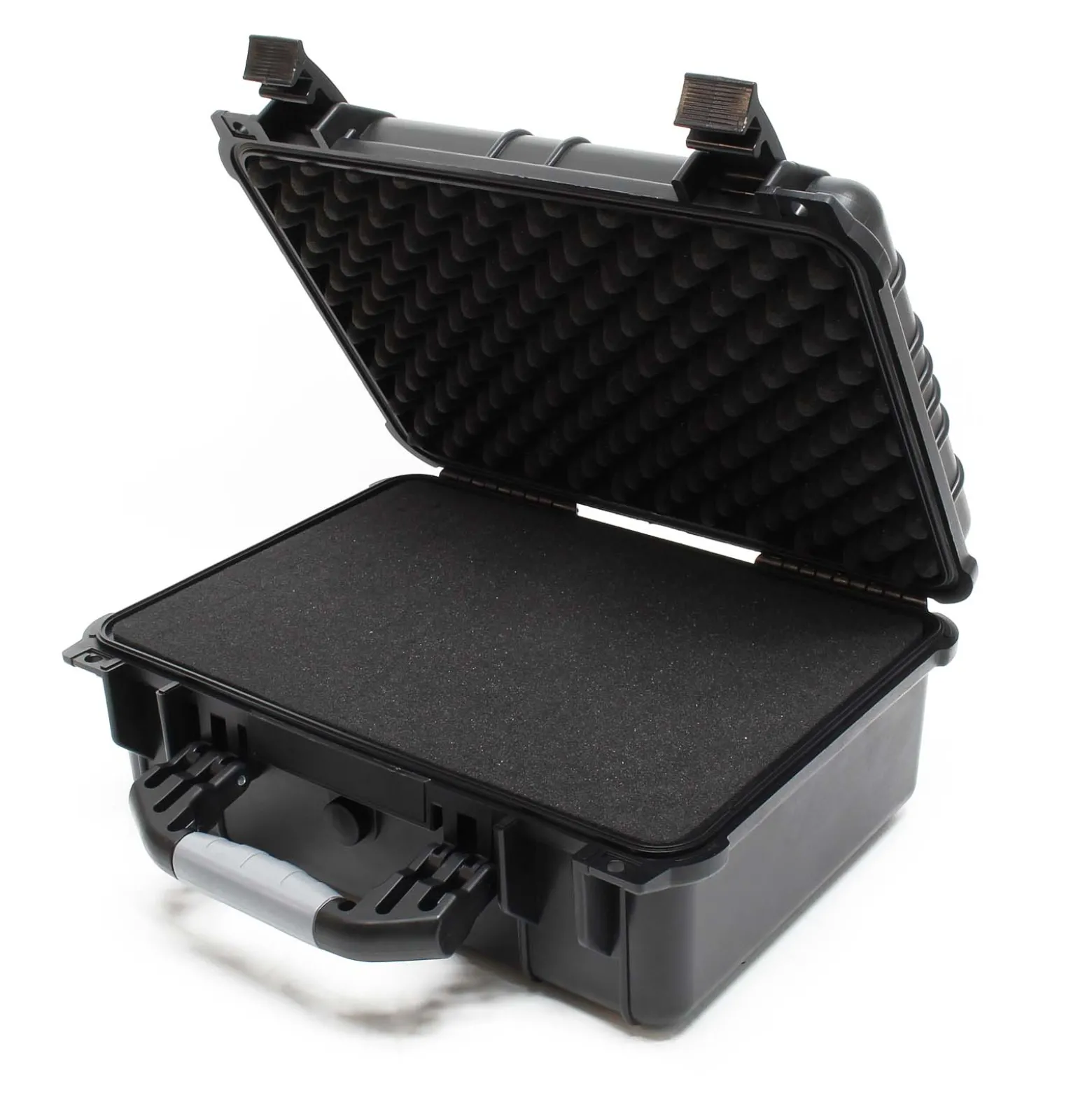 Wiltec Universalkoffer 40,6x33x17,4 cm schwarz, Schutzkoffer Wasserdicht mit Druckausgleichsventil & anpassbaren Schaumstoffmatten