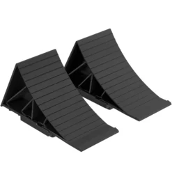 Wiltec Unterlegkeile Anhänger 2 Stück bis 1,6t Unterlegkeile Wohnmobil 220x90x110mm für verschiedene Reifengrößen, mit 2 Halterungen und Schrauben