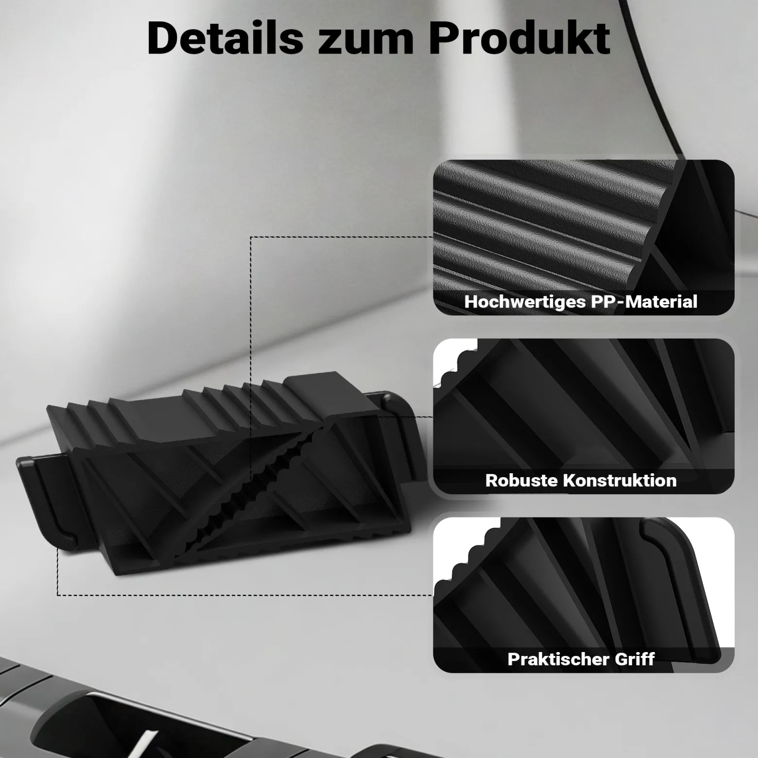 Wiltec Unterlegkeile für Anhänger 2 Stück bis 1,5 t, Bremskeile Wohnmobil 21 x 8,75 x 10 cm, Keile Auto rutschfest aus HDPE für Pkw und Wohnwagen, Auffahrkeile mit Griff