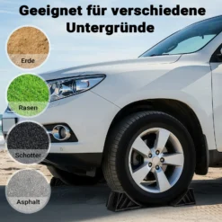 Wiltec Unterlegkeile für Anhänger 2 Stück bis 2 t, Bremskeile Wohnmobil 21 x 8,75 x 10 cm, Keile Auto rutschfest aus TPR für Pkw und Wohnwagen, Auffahrkeile mit Griff