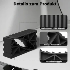 Wiltec Unterlegkeile für Anhänger 2 Stück bis 2 t, Bremskeile Wohnmobil 14,8 x 8,9 x 9,8 cm, Unterlegkeile Auto rutschfest aus HDPE für Pkw und Wohnwagen