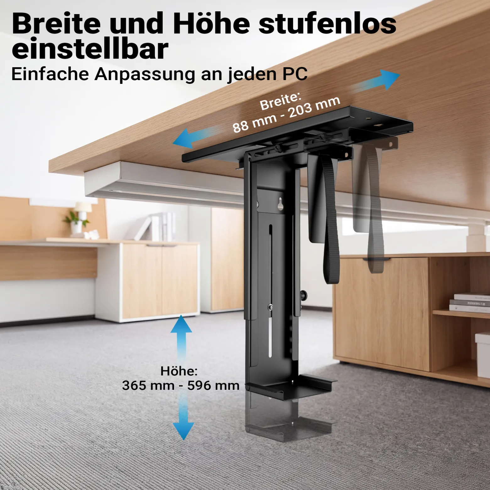 Wiltec Untertisch PC-Halterung mit Gleitschiene 360° Schwenkbar für Computer-Gehäuse bis 10kg