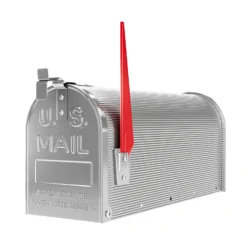 Wiltec US Mailbox silbergrau 150 x 513 x 223 mm, amerikanischer Briefkasten mit Fahne, Wandbriefkasten oder Standbriefkasten Stahl amerikanisches Design