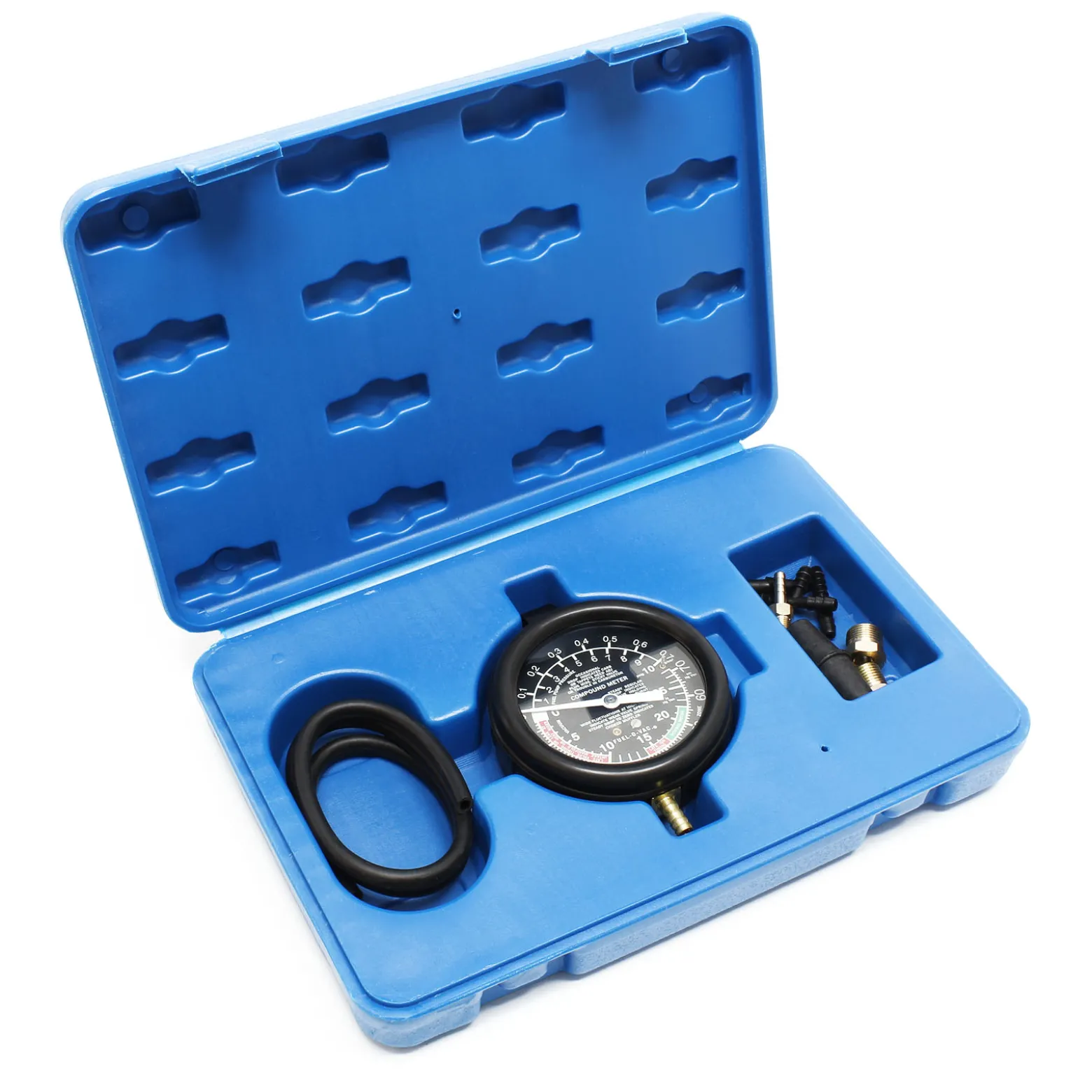 Wiltec Vakuumtester bis 10 PSI 28"HG, Benzinpumpentester, Unterdruck Tester Benzinpumpe mit Schlauch, Manometer und Koffer