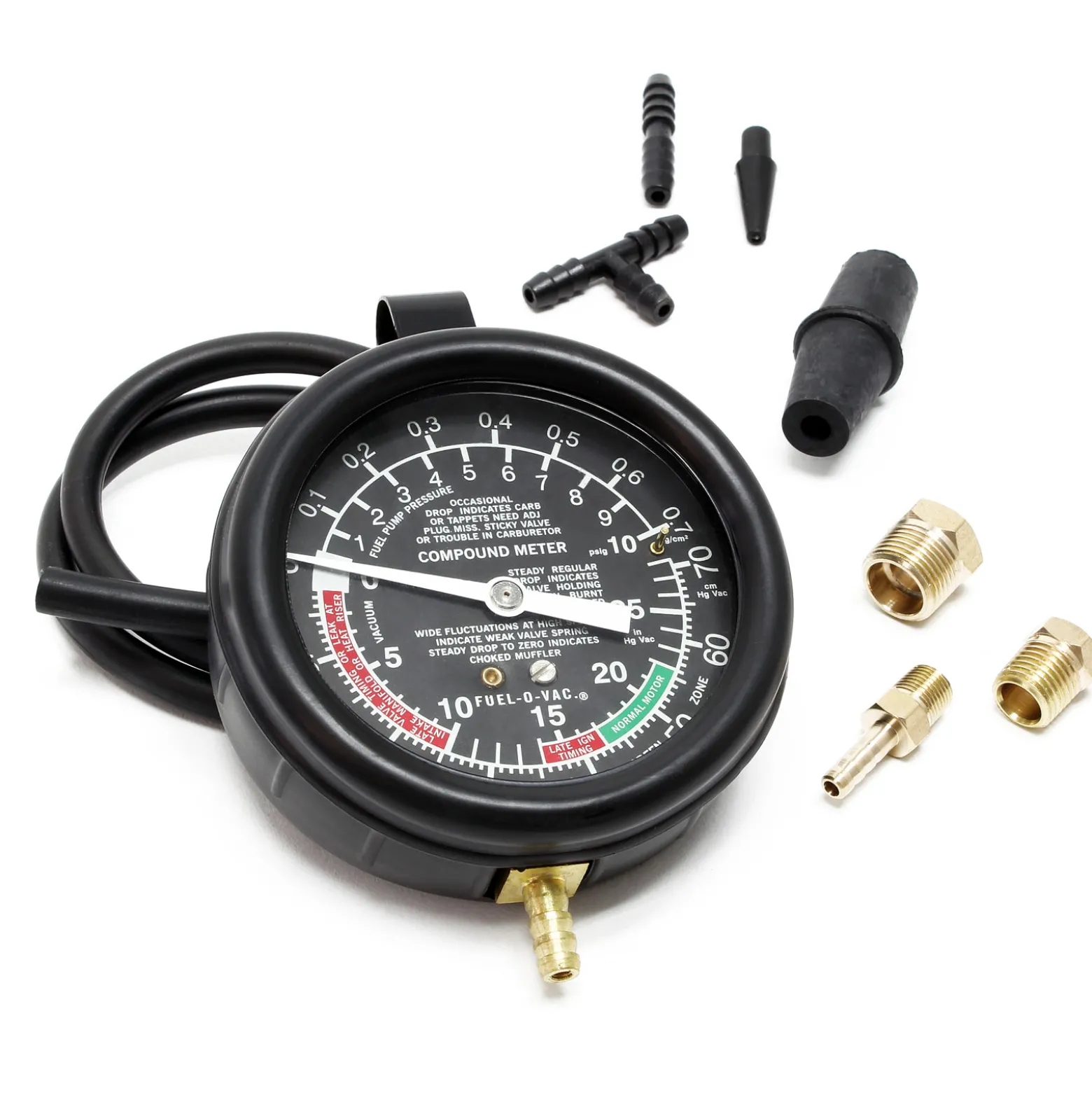 Wiltec Vakuumtester bis 10 PSI 28"HG, Benzinpumpentester, Unterdruck Tester Benzinpumpe mit Schlauch, Manometer und Koffer