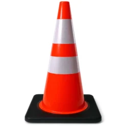 Wiltec Verkehrskegel 70 cm aus PVC mit Gummisockel, orangener Leitkegel zum Absichern, Pylon mit Reflexbändern