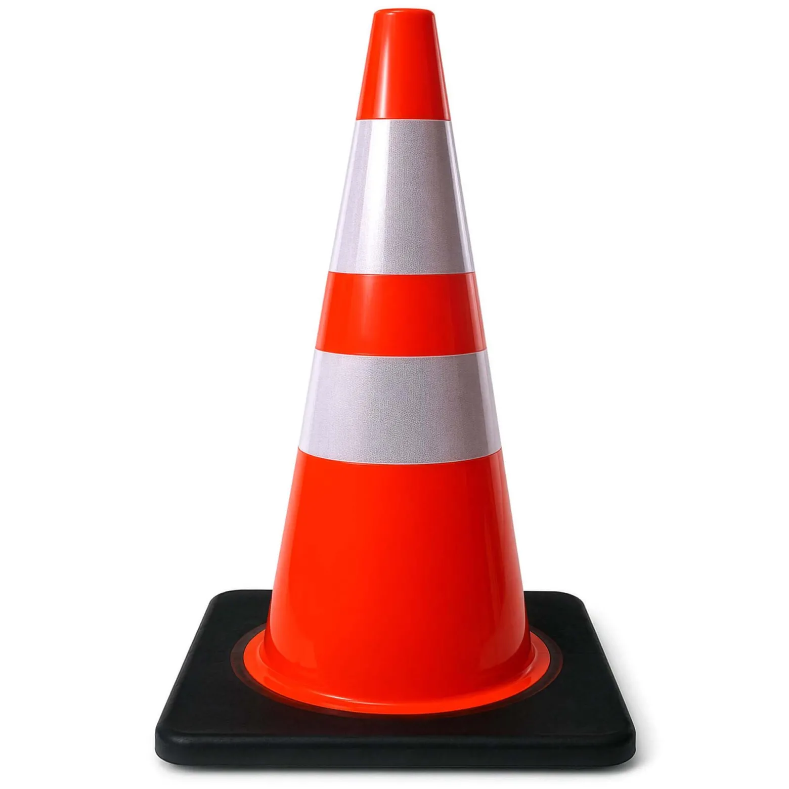 Wiltec Verkehrskegel 70 cm aus PVC mit Gummisockel, orangener Leitkegel zum Absichern, Pylon mit Reflexbändern