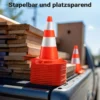 Wiltec Verkehrskegel 50 cm hoch 8 Stück, Leitkegel zum Absichern, Pylon reflektierend, Warnkegel aus robustem PVC für Baustellen