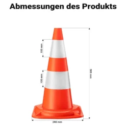 Wiltec Verkehrskegel 50 cm hoch 4 Stück, Leitkegel zum Absichern, Pylon reflektierend, Warnkegel aus robustem PVC für Baustellen
