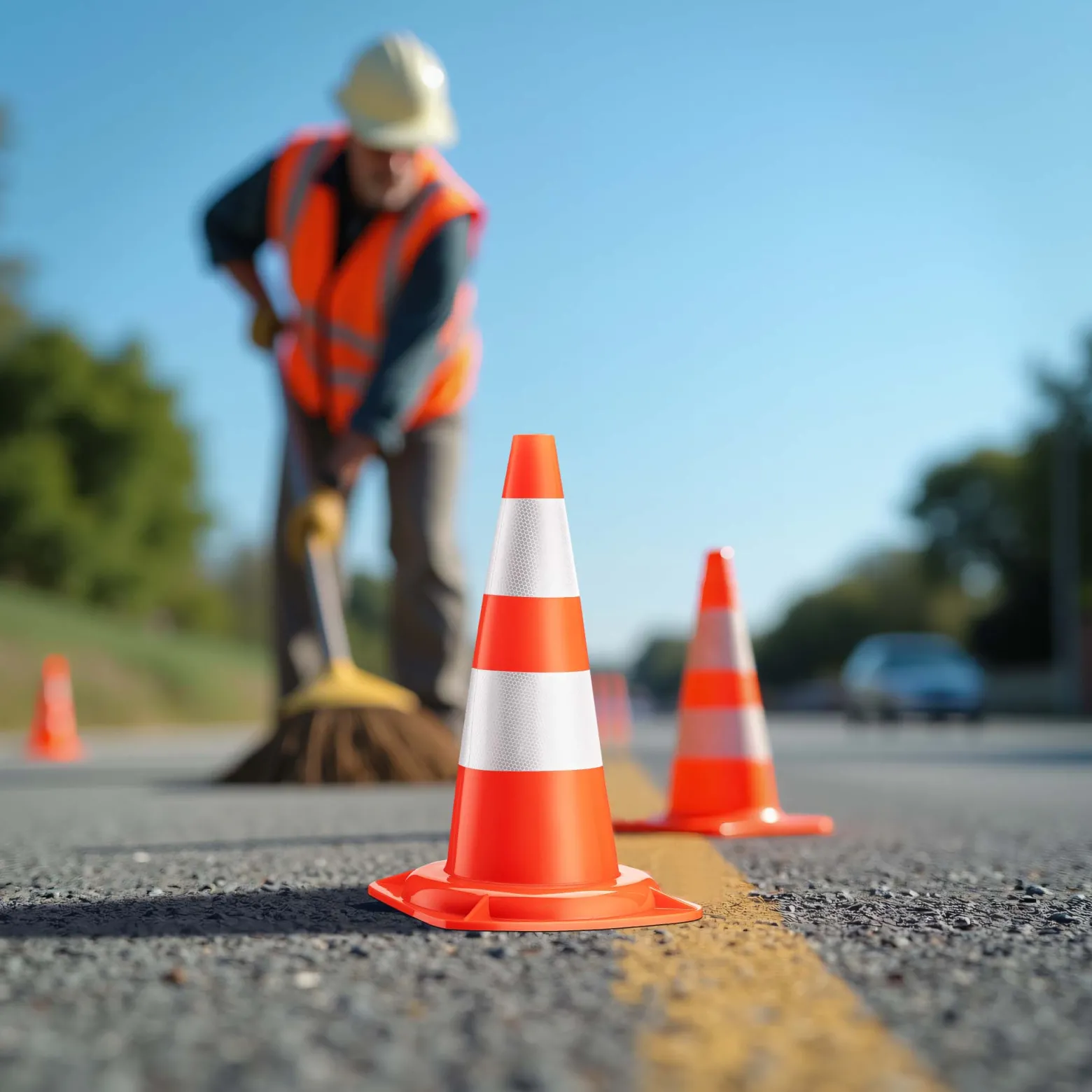 Wiltec Verkehrskegel 50 cm hoch 2 Stück, Leitkegel zum Absichern, Pylon reflektierend, Warnkegel aus robustem PVC für Baustellen