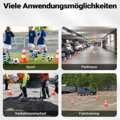 Wiltec Verkehrskegel 50 cm hoch 2 Stück, Leitkegel zum Absichern, Pylon reflektierend, Warnkegel aus robustem PVC für Baustellen