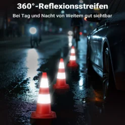 Wiltec Verkehrskegel 50 cm hoch 2 Stück, Leitkegel zum Absichern, Pylon reflektierend, Warnkegel aus robustem PVC für Baustellen