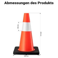 Wiltec Verkehrskegel 45 cm hoch 2 Stück, Leitkegel zum Absichern, Pylon reflektierend, Warnkegel aus robustem PVC und Gummi für Baustellen