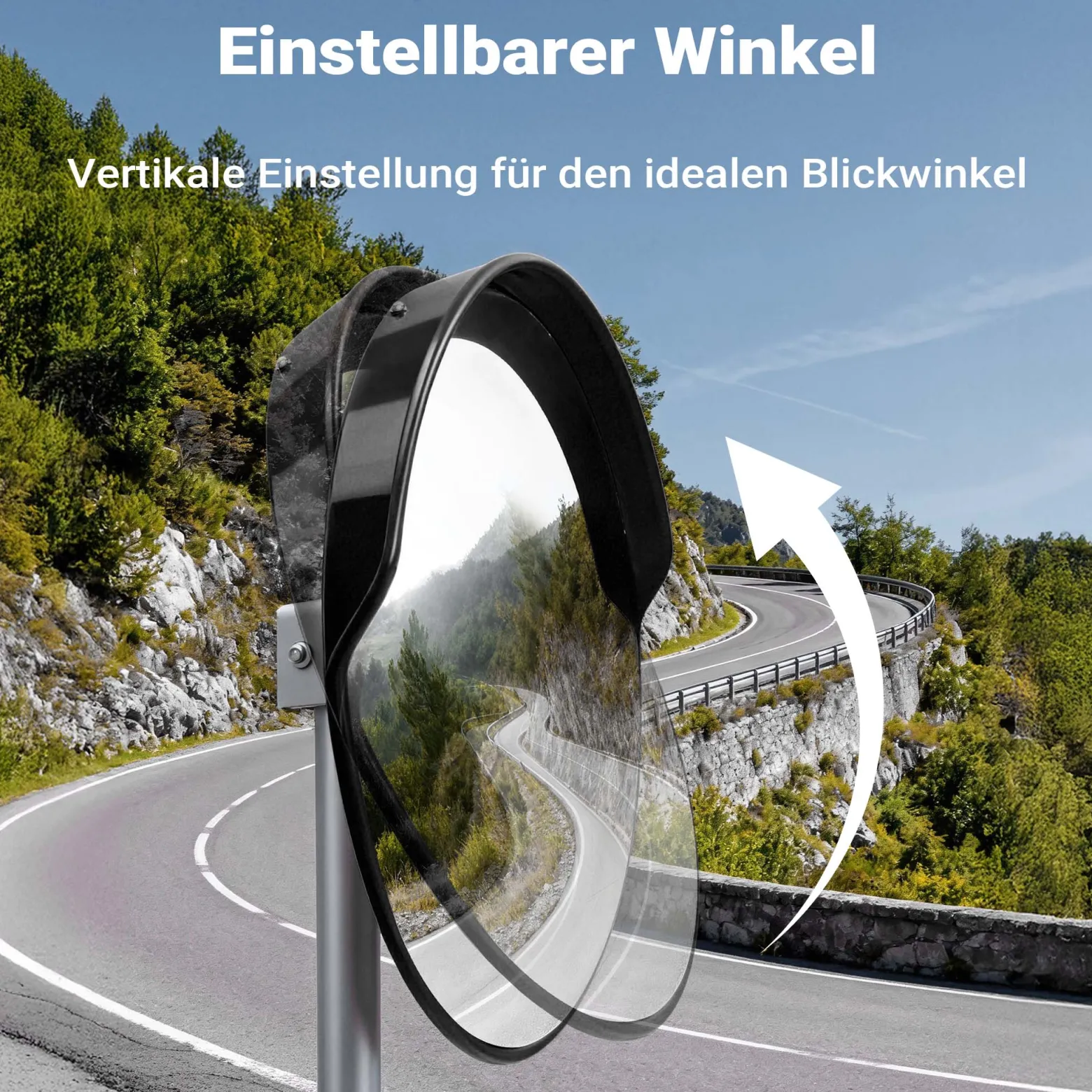 Wiltec Verkehrsspiegel 30 cm konvex mit Schutzhaube Schwarz, runder Sicherheitsspiegel mit 160° Sichtfeld, Konvexspiegel für Ausfahrten inkl. Montagematerial