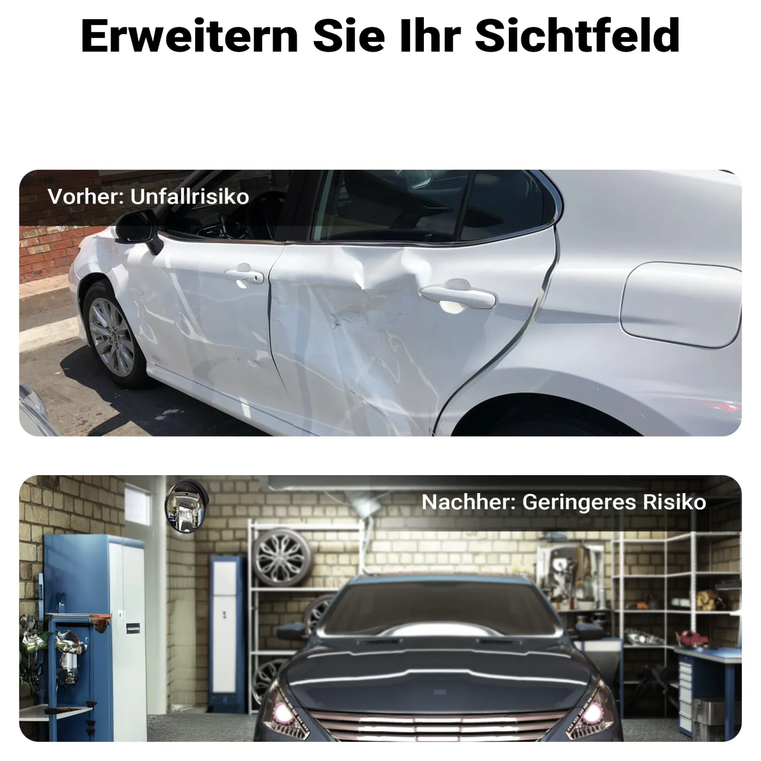 Wiltec Verkehrsspiegel 75 cm konvex mit Schutzhaube Schwarz, runder Sicherheitsspiegel mit 160° Sichtfeld, Konvexspiegel für Ausfahrten inkl. Montagematerial