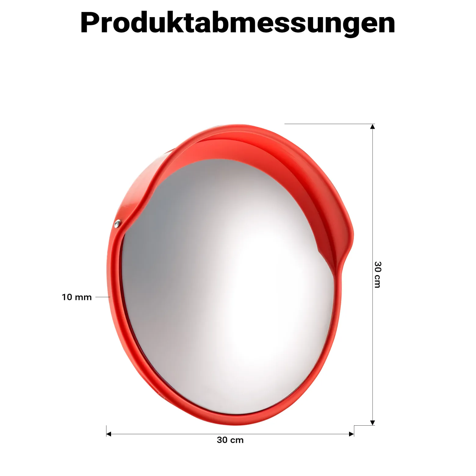 Wiltec Verkehrsspiegel 30 cm konvex mit Schutzhaube Orange, runder Sicherheitsspiegel mit 160° Sichtfeld, Konvexspiegel für Ausfahrten inkl. Montagematerial