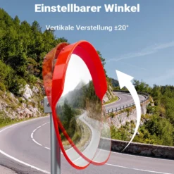 Wiltec Verkehrsspiegel 30 cm konvex mit Schutzhaube Orange, runder Sicherheitsspiegel mit 160° Sichtfeld, Konvexspiegel für Ausfahrten inkl. Montagematerial