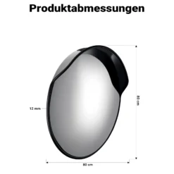 Wiltec Verkehrsspiegel 80 cm konvex mit Schutzhaube Schwarz, runder Sicherheitsspiegel mit 160° Sichtfeld, Konvexspiegel für Ausfahrten inkl. Montagematerial