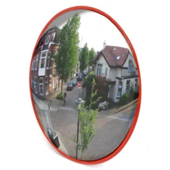 Wiltec Verkehrsspiegel 60 cm konvex, runder Sicherheitsspiegel mit 160-160° Sichtfeld, Konvexspiegel aus Polycarbonat, Überwachungsspiegel für Ausfahrten inkl. Montagematerial