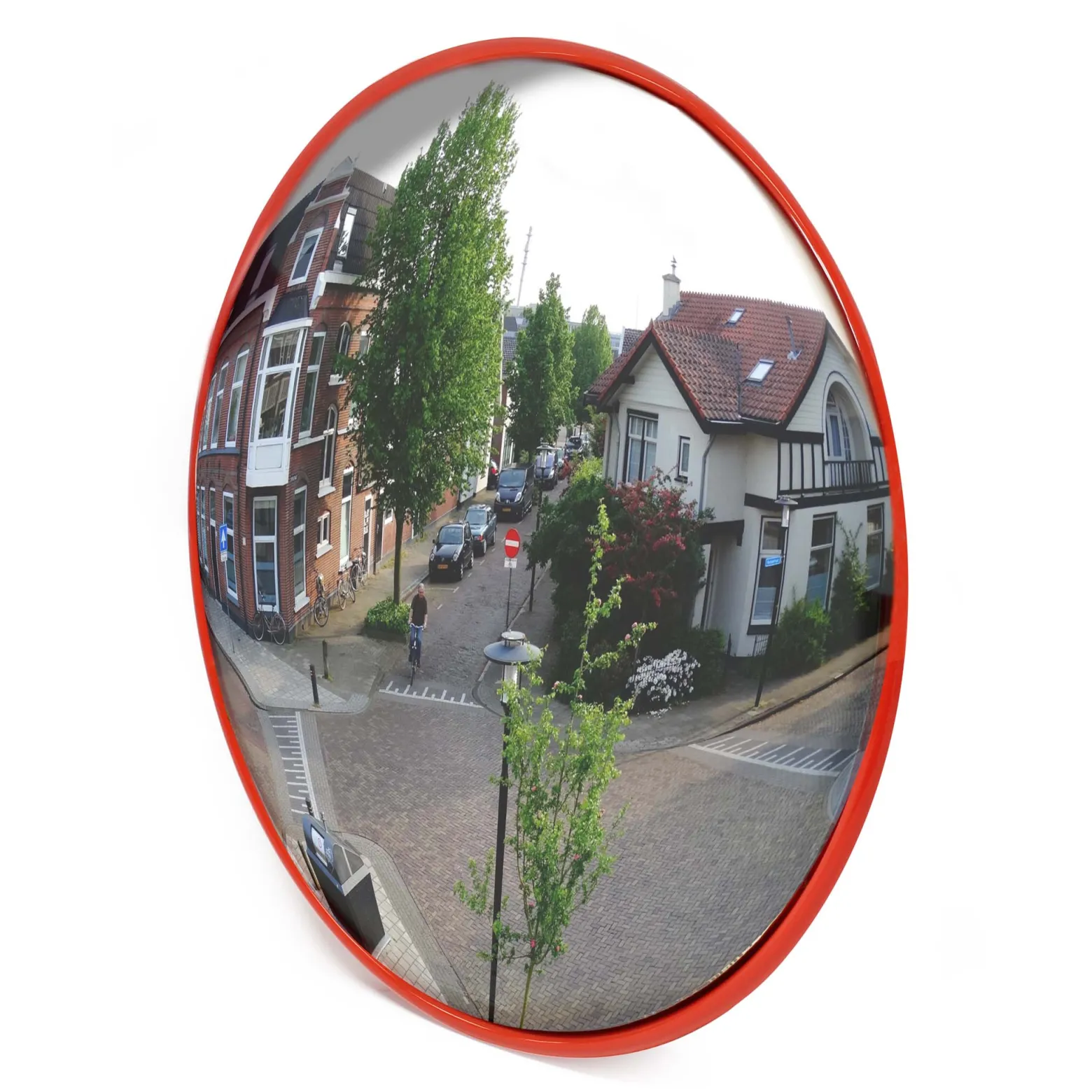 Wiltec Verkehrsspiegel 60 cm konvex, runder Sicherheitsspiegel mit 160-160° Sichtfeld, Konvexspiegel aus Polycarbonat, Überwachungsspiegel für Ausfahrten inkl. Montagematerial