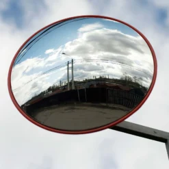 Wiltec Verkehrsspiegel 60 cm konvex, runder Sicherheitsspiegel mit 160-160° Sichtfeld, Konvexspiegel aus Polycarbonat, Überwachungsspiegel für Ausfahrten inkl. Montagematerial