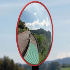 Wiltec Verkehrsspiegel 60 cm konvex, runder Sicherheitsspiegel mit 160-160° Sichtfeld, Konvexspiegel aus Polycarbonat, Überwachungsspiegel für Ausfahrten inkl. Montagematerial
