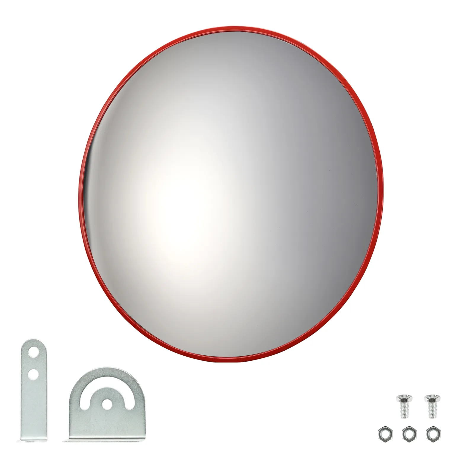Wiltec Verkehrsspiegel 30 cm konvex, runder Sicherheitsspiegel mit 160° Sichtfeld, Konvexspiegel aus Polycarbonat, Überwachungsspiegel für Ausfahrten inkl. Montagematerial