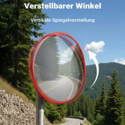 Wiltec Verkehrsspiegel 30 cm konvex, runder Sicherheitsspiegel mit 160° Sichtfeld, Konvexspiegel aus Polycarbonat, Überwachungsspiegel für Ausfahrten inkl. Montagematerial