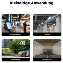 Wiltec Verkehrsspiegel 70 x 90 cm konvex, eckiger Sicherheitsspiegel mit rot-weißen Reflektorstreifen, bruchsicherer Konvexspiegel aus Kunststoff, Überwachungsspiegel für Ausfahrten