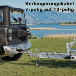 Wiltec Verlängerungskabel 2 m 7-polig auf 13-polig, Anhängerkabel PVC, Elektrokabel Stecker & Buchse, Verlängerungskabel für Anhänger und Wohnwagen