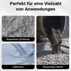 Wiltec Verputzmaschine 6-10 bar, Putzpistole mit 8 mm Düse, Mörtelpistole 3,7 l Trichter, Putzwerfer 72 cm, Putzmaschine Aluminium und Edelstahl
