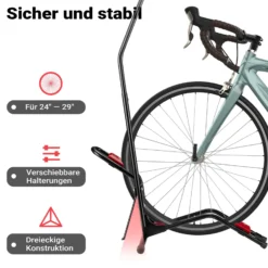 Wiltec vertikaler Fahrradständer 53 x 11 x 120 cm, Universal Fahrradhalter freistehend aus robustem Material, horizontaler Fahrrad Abstellständer