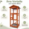 Wiltec Vogelvoliere aus Holz 72 x 63 x 168 cm, Vogelkäfig mit Sitzstangen und Kotschublade, Papageienkäfig mit Dach und 2 Türen