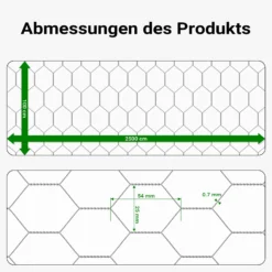 Wiltec Volierendraht 25 x 1 m, Hasendraht mit 25 mm Maschenweite, Sechseckgeflecht Stahl verzinkt, wetterfester Hühnerdraht für Gehege