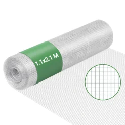 Wiltec Volierendraht 1,1 x 2,1 m, Hasendraht mit 6,3 mm Maschenweite sechseckig, Kaninchendraht Stahl verzinkt, wetterfester Hühnerdraht für Gehege