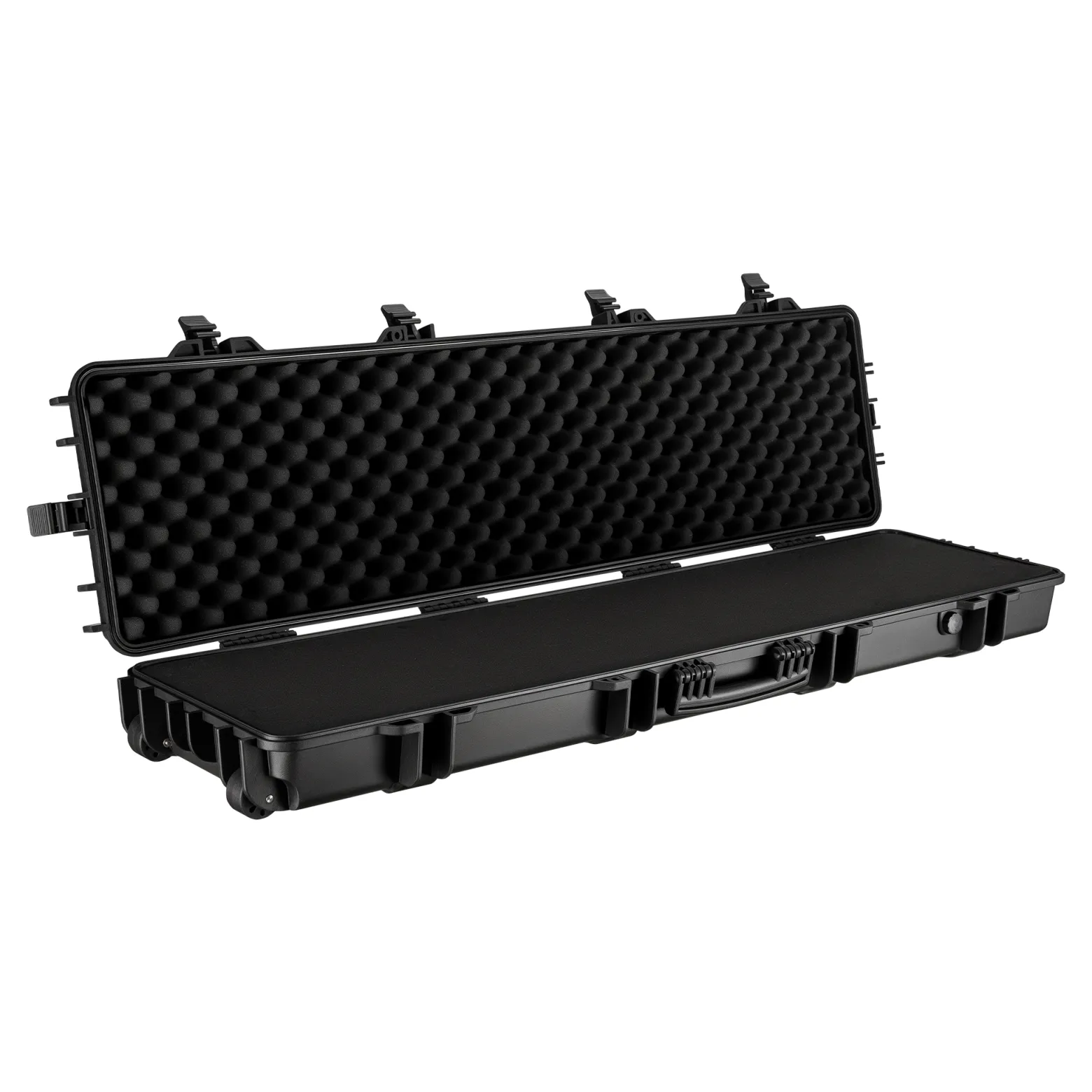 Wiltec Waffenkoffer 137,8 x 38,3 x 17,5 cm für Langwaffen, Gewehrkoffer mit Schaumstoffpolsterung und Rollen für sicheren Transport, Langwaffenkoffer mit hoher Traglast und Tragegriff