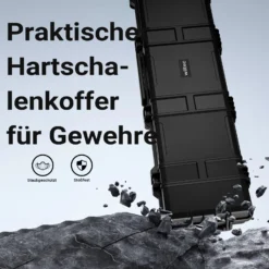 Wiltec Waffenkoffer 137,8 x 38,3 x 17,5 cm für Langwaffen, Gewehrkoffer mit Schaumstoffpolsterung und Rollen für sicheren Transport, Langwaffenkoffer mit hoher Traglast und Tragegriff
