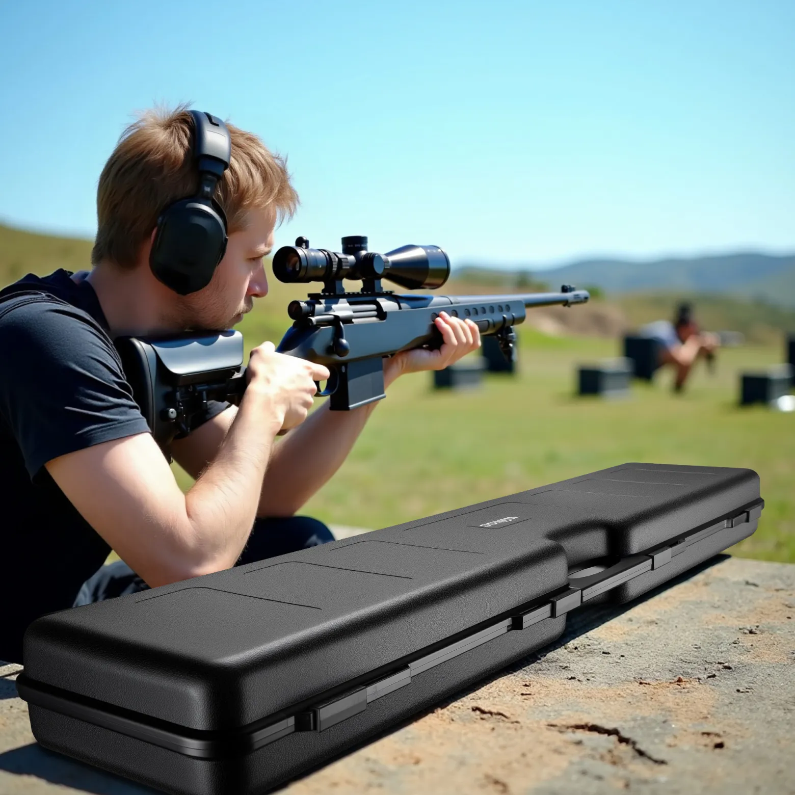 Wiltec Waffenkoffer 123,5 x 26,5 x 11 cm für Langwaffen, Gewehrkoffer mit Rasterschaumstoff für sicheren Transport, Langwaffenkoffer mit hoher Traglast und Tragegriff