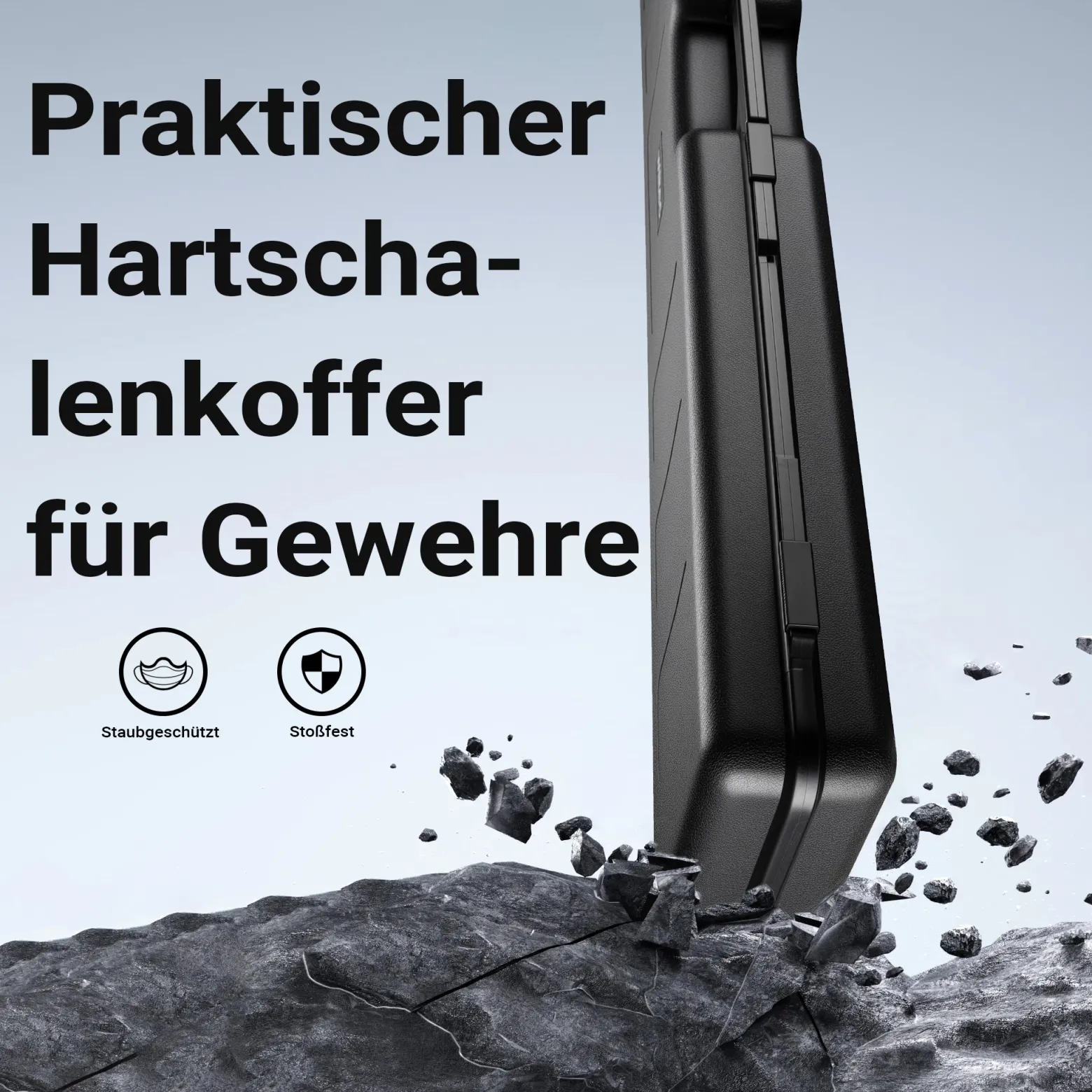 Wiltec Waffenkoffer 123,5 x 26,5 x 11 cm für Langwaffen, Gewehrkoffer mit Rasterschaumstoff für sicheren Transport, Langwaffenkoffer mit hoher Traglast und Tragegriff