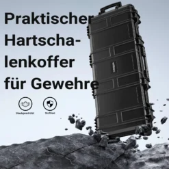 Wiltec Waffenkoffer 97,8 x 42 x 17,3 cm für Langwaffen, Gewehrkoffer mit Schaumstoffpolsterung für sicheren Transport, Langwaffenkoffer mit hoher Traglast und Tragegriff