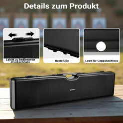Wiltec Waffenkoffer 138 x 34 x 13,5 cm für Langwaffen, Gewehrkoffer mit Rasterschaumstoff für sicheren Transport, Langwaffenkoffer mit hoher Traglast und Tragegriff