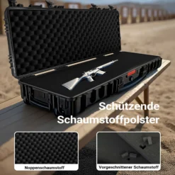 Wiltec Waffenkoffer 118,9 x 40,5 x 16 cm für Langwaffen, Gewehrkoffer mit Schaumstoffpolsterung und Rollen für sicheren Transport, Langwaffenkoffer mit Tragegriff