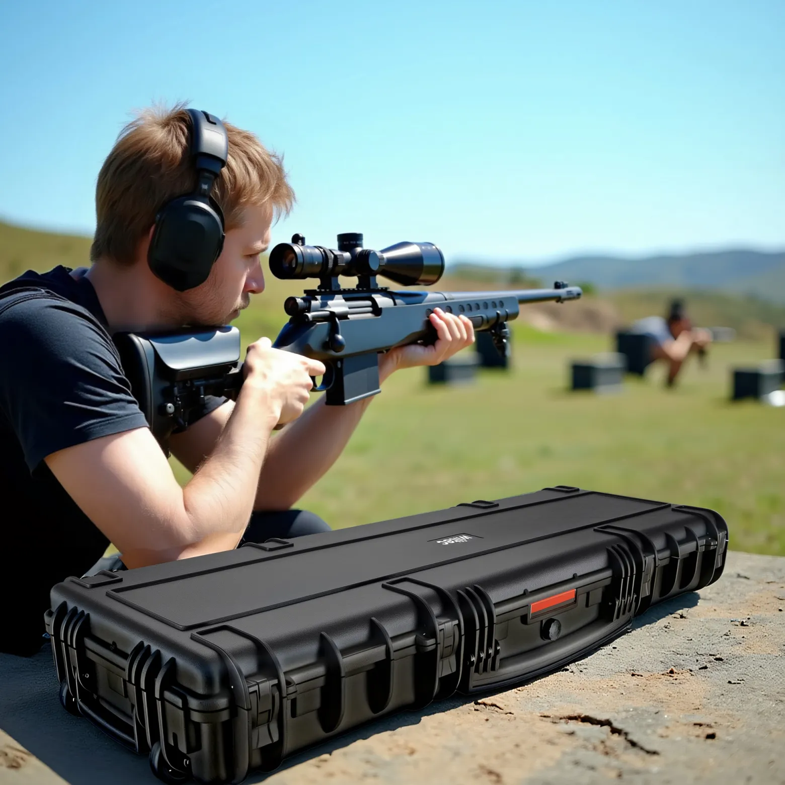 Wiltec Waffenkoffer 118,9 x 40,5 x 16 cm für Langwaffen, Gewehrkoffer mit Schaumstoffpolsterung und Rollen für sicheren Transport, Langwaffenkoffer mit Tragegriff