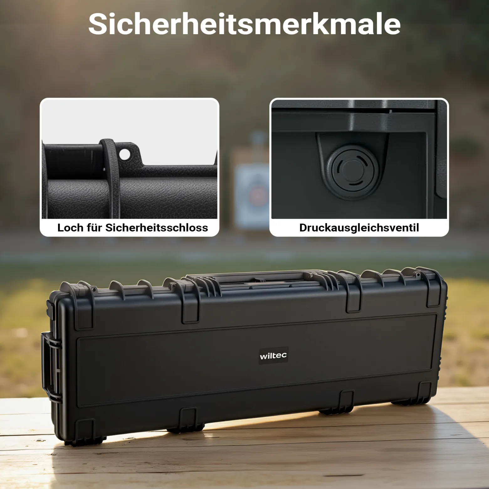 Wiltec Waffenkoffer 118,9 x 40,5 x 16 cm für Langwaffen, Gewehrkoffer mit Schaumstoffpolsterung und Rollen für sicheren Transport, Langwaffenkoffer mit Tragegriff