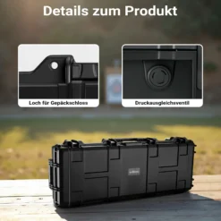 Wiltec Waffenkoffer 109,8 x 41,5 x 15,5 cm mit Kofferschloss, Koffer für Langwaffen, Gewehrkoffer mit Schaumstoffpolsterung, Langwaffenkoffer mit hoher Traglast