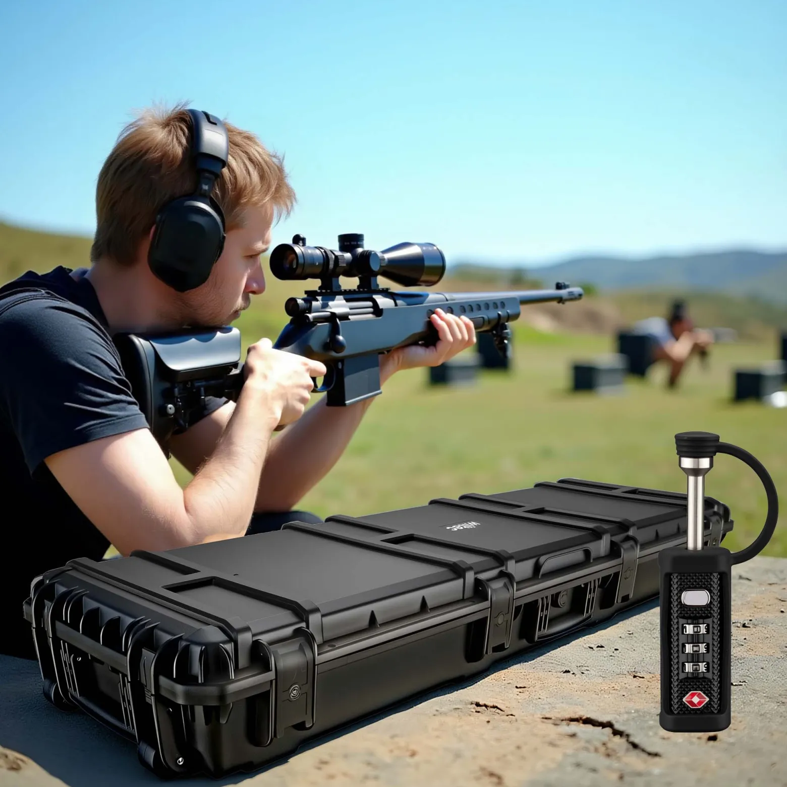 Wiltec Waffenkoffer 139,6 x 44,9 x 18,8 cm mit Kofferschloss, Langwaffenkoffer aus PP, Bogenkoffer für Bogensport und Gewehre