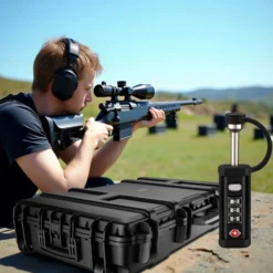 Wiltec Waffenkoffer 101,8 x 50,3 x 19 cm mit Kofferschloss, Koffer für Langwaffen, Gewehrkoffer mit Schaumstoffpolsterung und Rollen, Langwaffenkoffer mit hoher Traglast